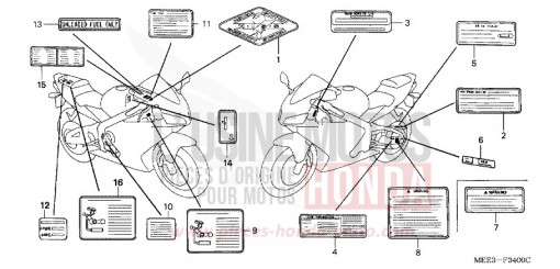 ETIQUETTE DE PRECAUTIONS CBR600RR4 de 2004